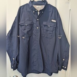 Columbia PFG Long Sleeve Button-Up Shirt – XXL – Navy – Performance Fishing Gear